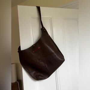 Kurier dark brown leather shpulder bag OS